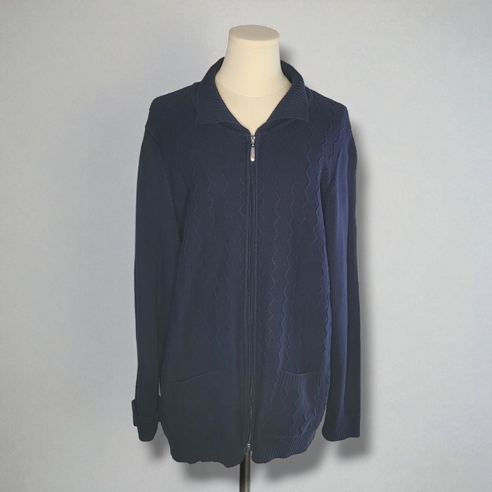 Allison Daley Deep Blue Textured Jacket - Picture 1 of 7